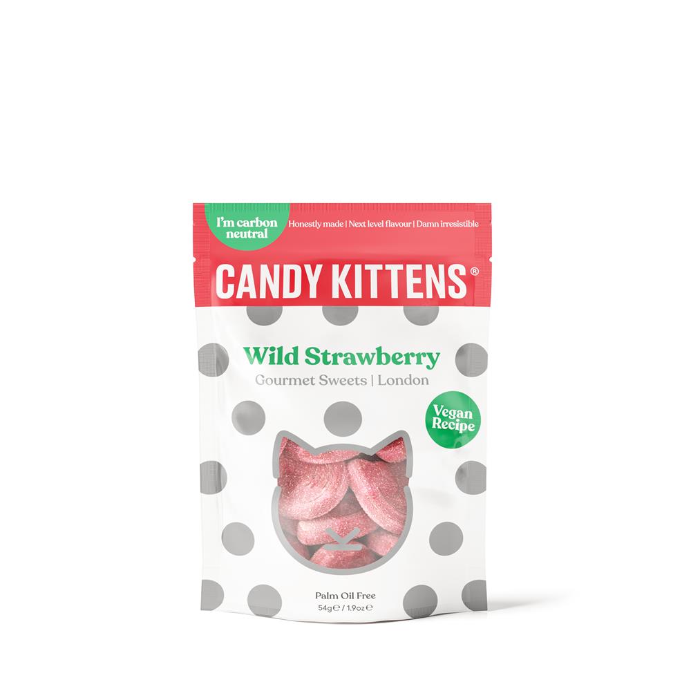 Candy Kittens Wild Strawberry Vegan Sweets 54g (Sold in multiple of 12