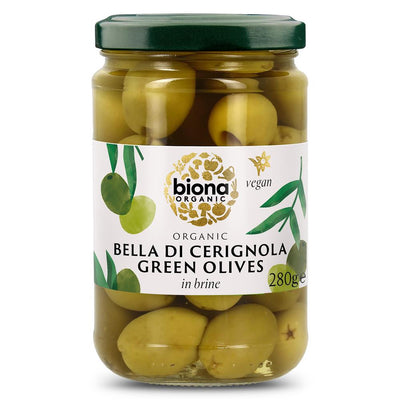 Biona Italian Bella di Cerignola Olives in Brine Organic 280g