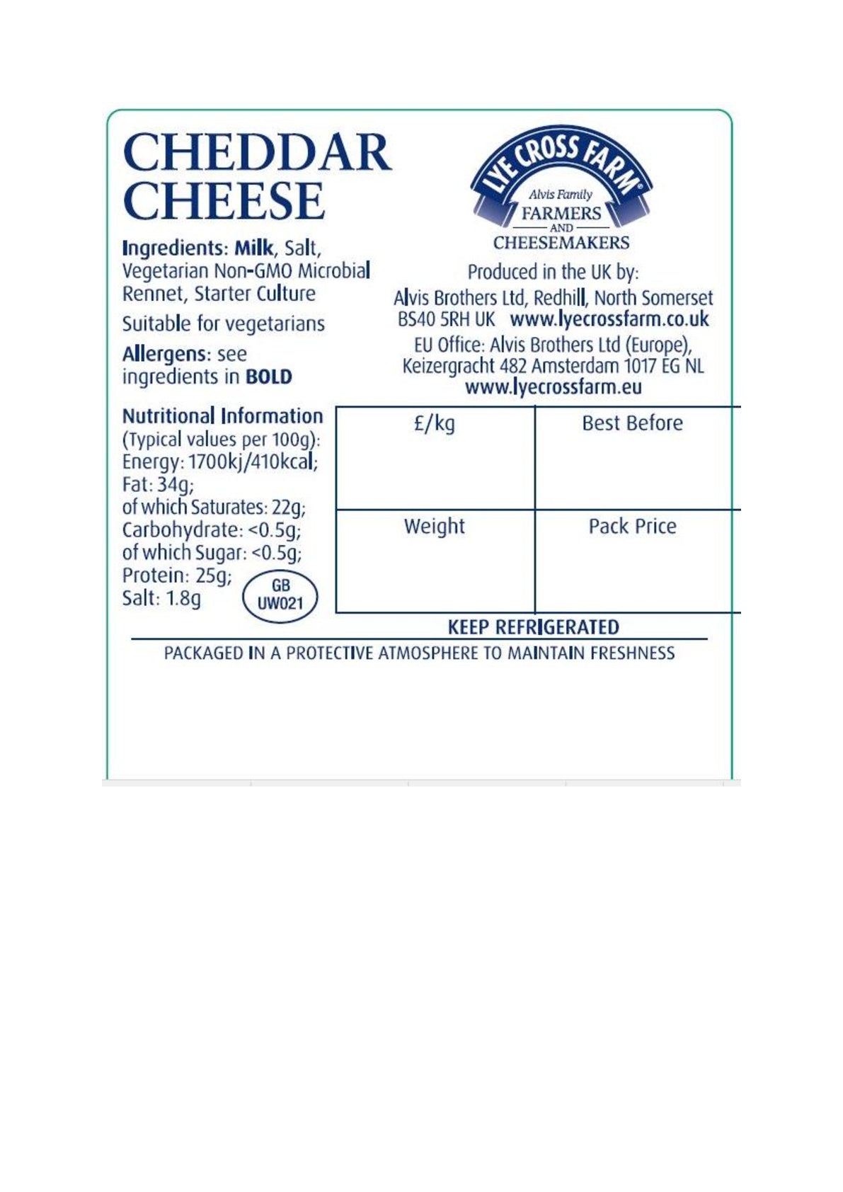 Cheddar Strength Names Mature Cheddar 200g (Sold in multiple of 2)