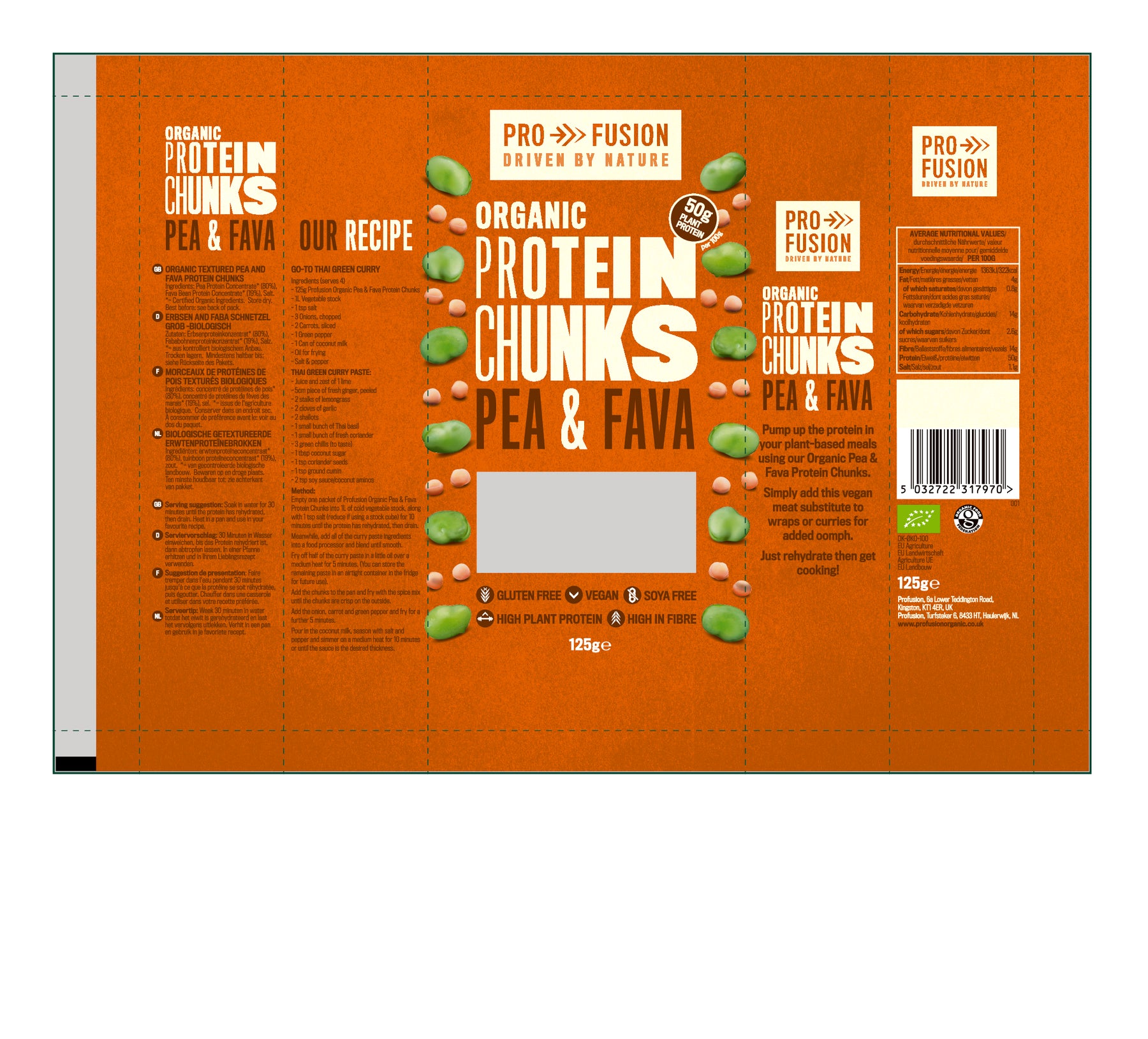 Protein Chunks Profusion Organic Protein Chunks - Pea & Fava 125g (Sold in multiple o