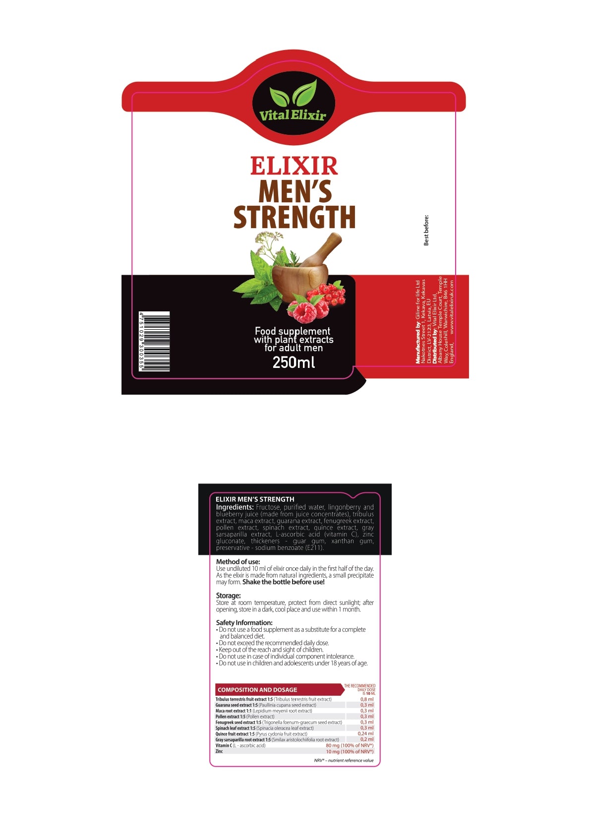 Elixir Supplement Vital Elixir Mens Strength Herbal Supplement. 250ml – WholefoodsBox