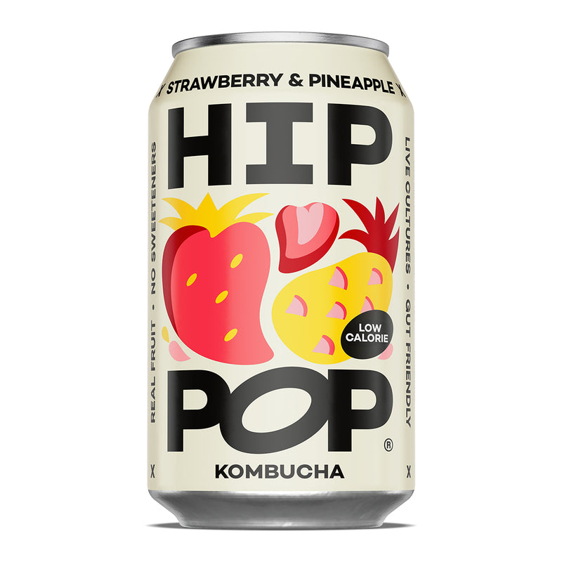 Hip Pop Kombucha Strawberry & Pineapple 330 ml (case of 12 cans) (Sold in multiple of 4)