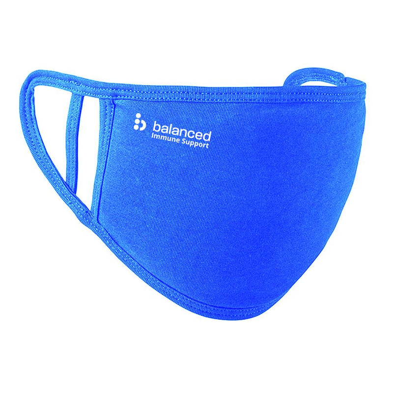 Washable Face Mask - Royal Blue dual fit 2 Ply logo right cheek