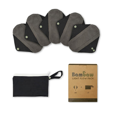 Bambaw | Pack 5 Reusable sanitary pads | Light flow + pouch