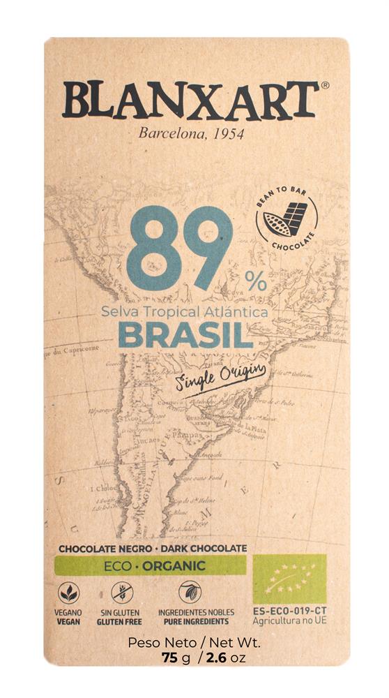 BLANXART Premium Organic & Vegan 89% BRASIL Chocolate Bar 75g