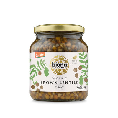 Organic Brown Lentils in Glass Jars 360g
