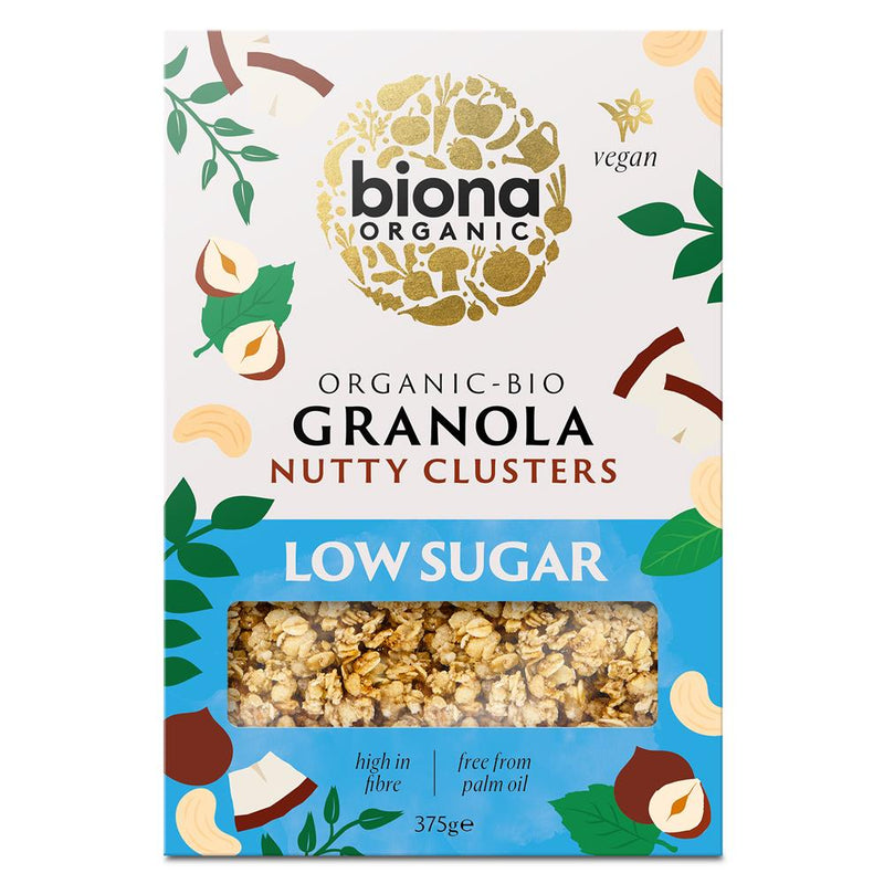 Biona Organic Granola Nutty Clusters Low Sugar 375g