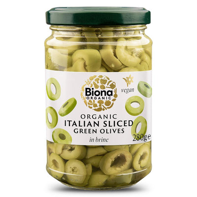 Italian Sliced Green Olives in Brine Organic 280g