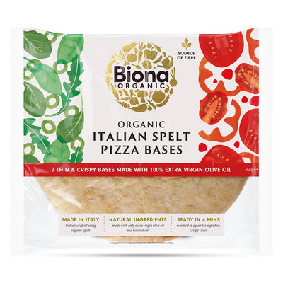Biona Organic Italian Spelt Thin & Crispy Pizza Bases 260g