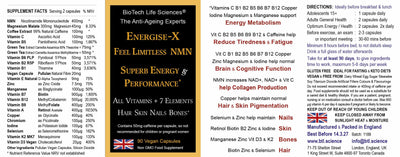 Energise-X Feel Limitless Max Energy No Fatigue 90 caps NMN +Vits