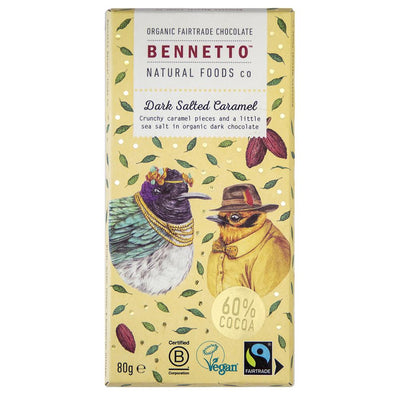 Bennetto Organic Salted Caramel 80g chocolate bar