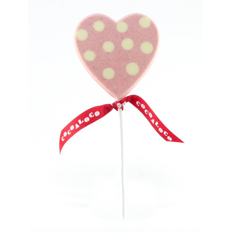 Pink Polka Dot Heart Lolly 60g