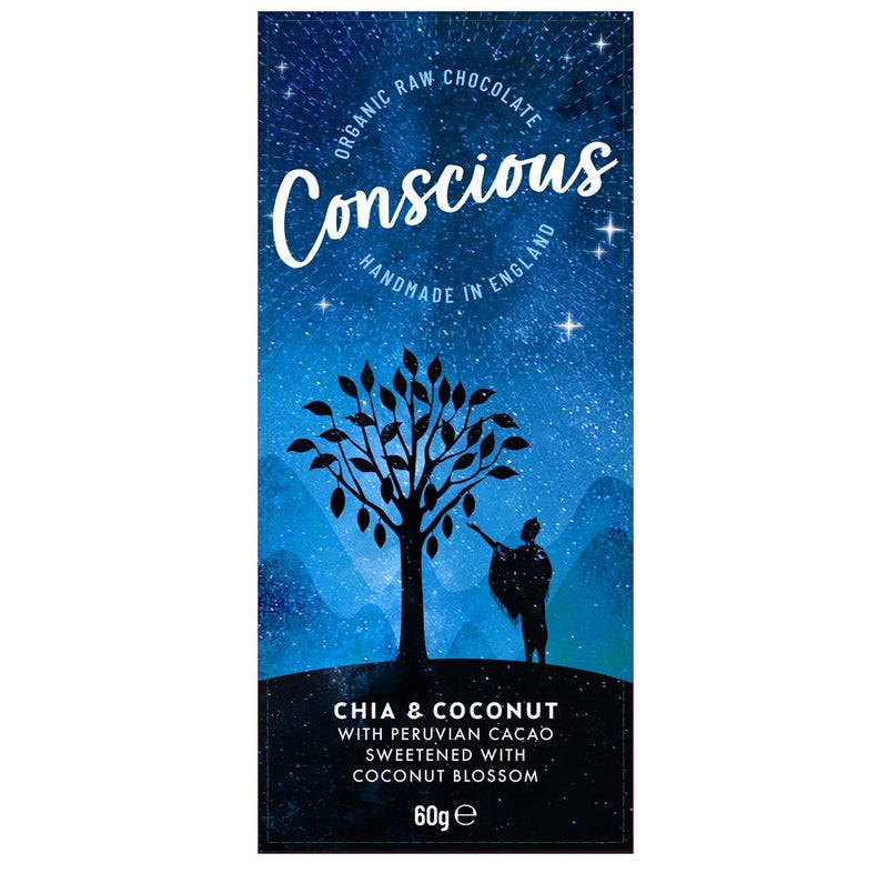 Chia & Coconut Raw Vegan Organic Chocolate Bar 60g