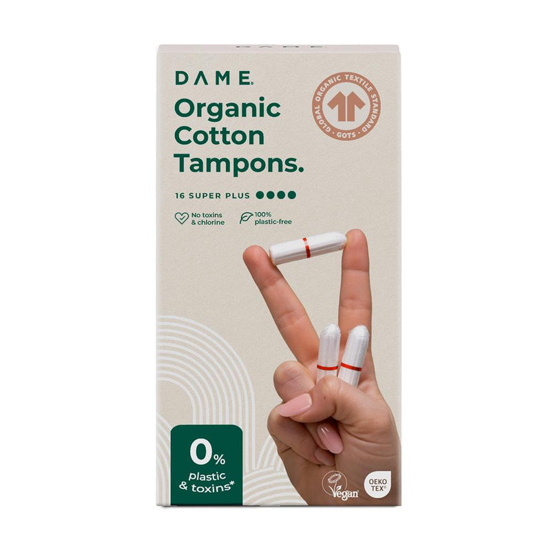 DAME Organic Cotton Super+ Tampons 16 Pack