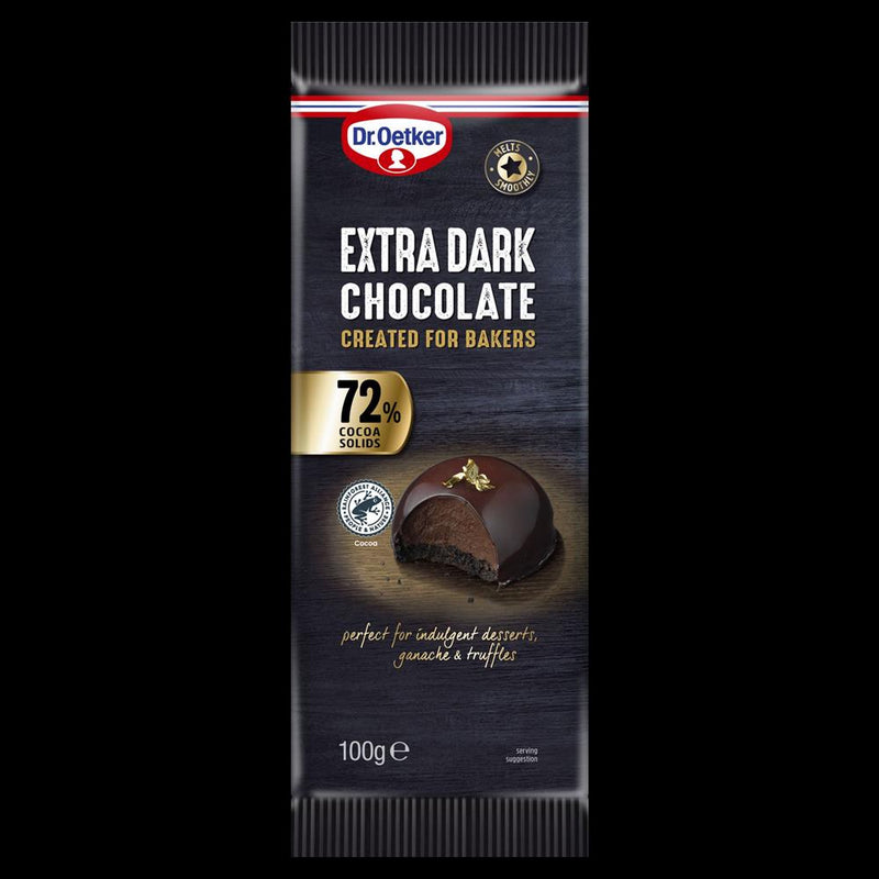 Dr Oetker Extra Dark Chocolate Bar 72% 100g