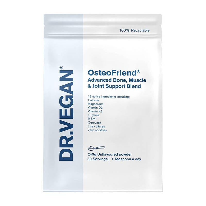 OsteoFriend. 30 servings 1 teaspoon a day. Unflavoured. 249g