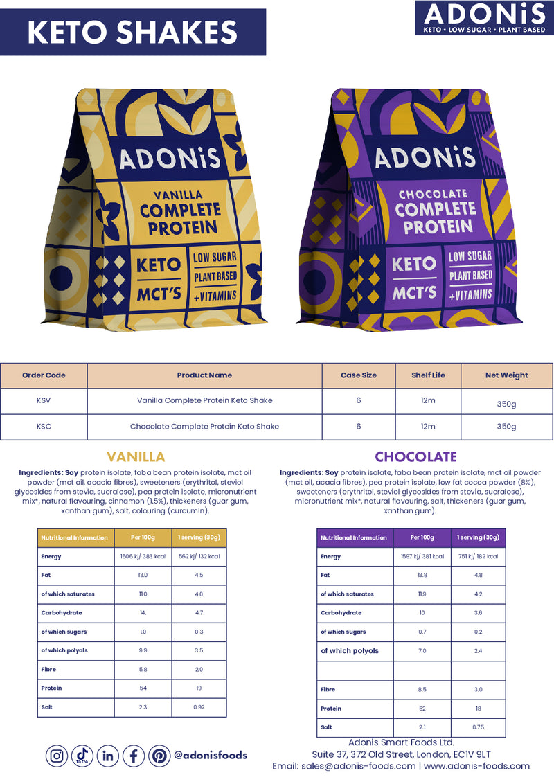 Adonis ADONiS Complete Protein Keto Shake - Vanilla 350g