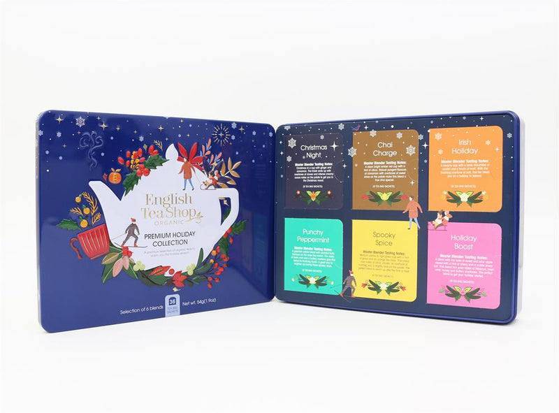 Premium Holiday Collection Blue Gift Tin 36 Tea Pyramid Bags