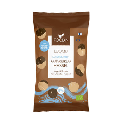 FI Organic Raw Chocolate No Added Sugar Hazelnut 50G