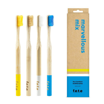 Bamboo Toothbrush Stupendously Soft Multi Pack Soft 4x colours