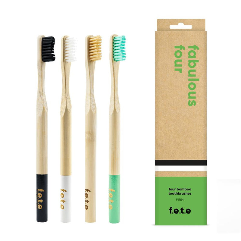 Bamboo Toothbrush Fantastic Family Pack 2x Medium Adult 2x Child