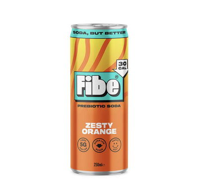 Fibe Soda Zesty Orange. With 5g of prebiotic fibre for your gut.