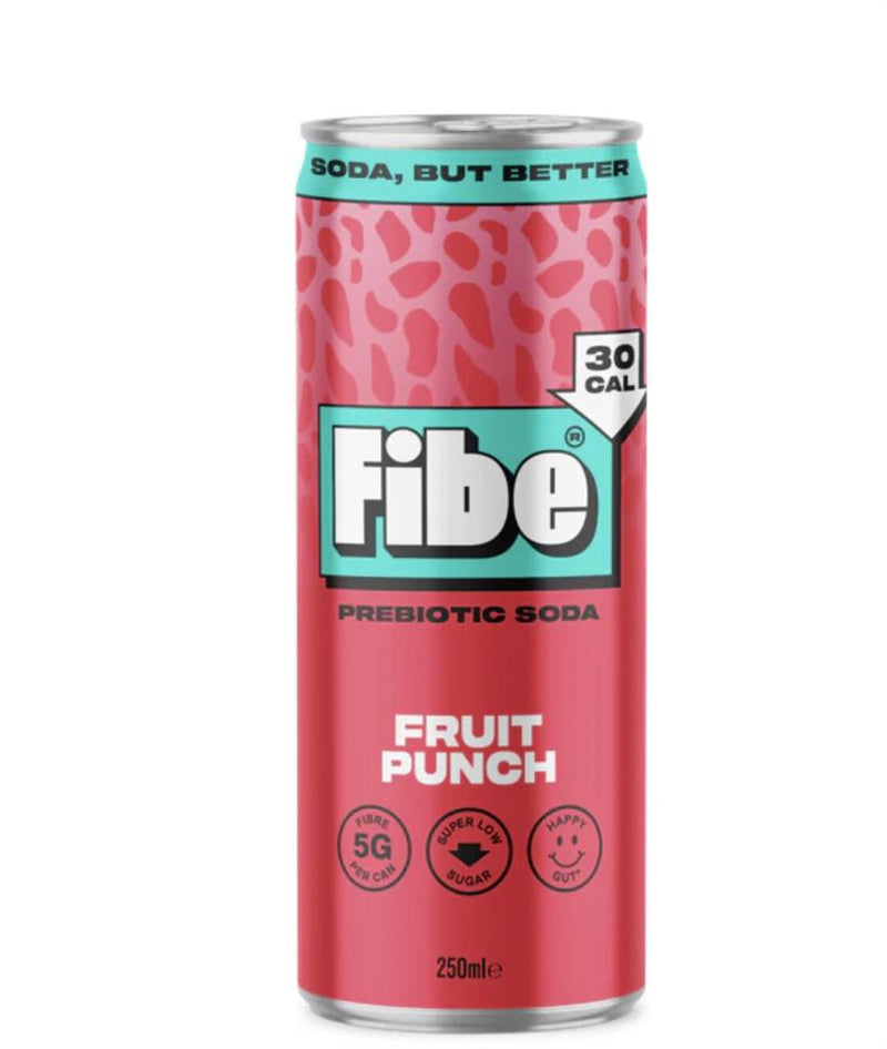 Fibe Soda Fruit Punch. With 5g of prebiotic for your gut.