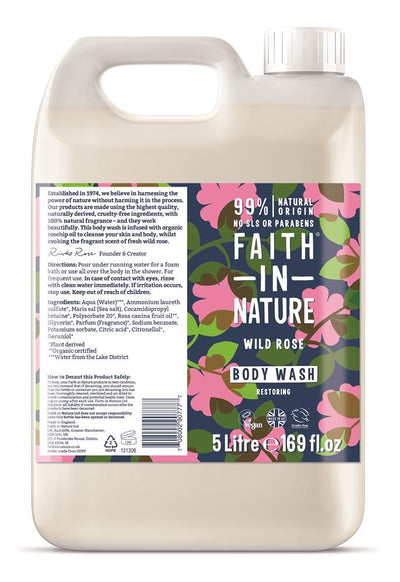 Faith in Nature Wild Rose Body Wash 5 Litre