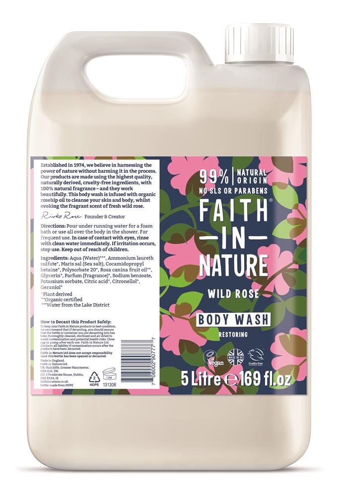 Faith in Nature Wild Rose Body Wash 5 Litre