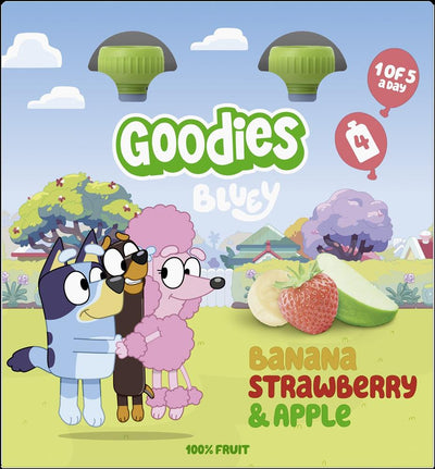 Goodies Bluey Kids Banana Strawberry & Apple Pouches 4x100g