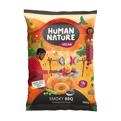 Human Nature Smoky BBQ Pea Rings 100g