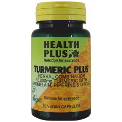 Turmeric Plus 30 Vcaps high Curcumin Bromelain Black Pepper.