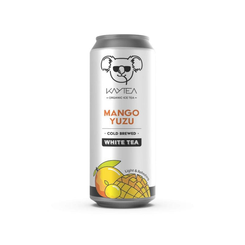 Cold brewed organic white tea with mango & yuzu