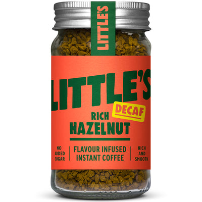 Decaf Instant coffee infused with the taste of rich hazelnut.