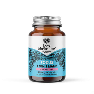Love Mushrooms FOCUS - Lions Mane & Magnesium 30 Capsules