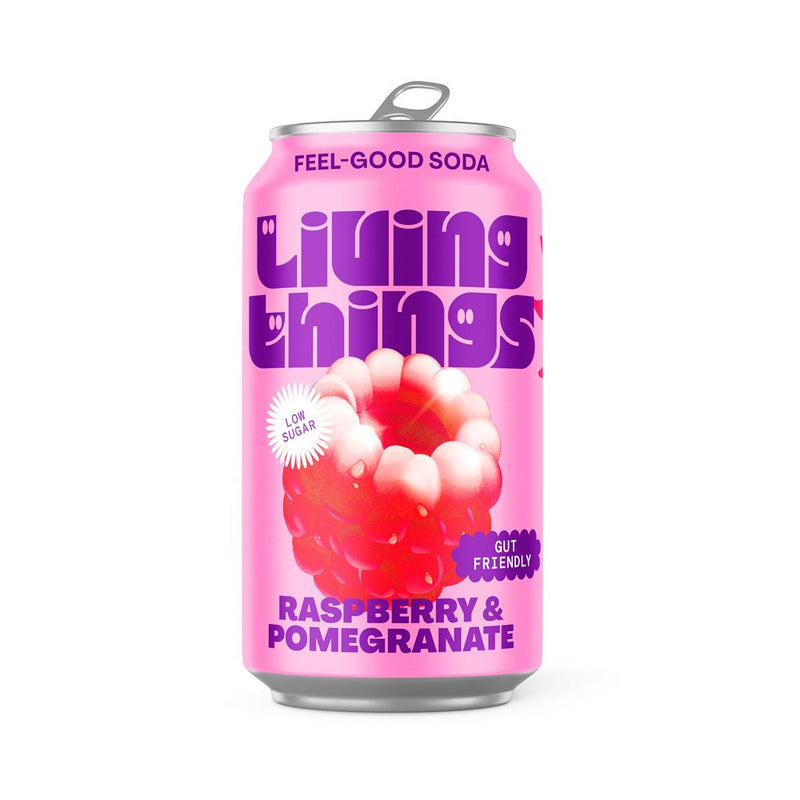 Living Things Raspberry & Pomegranate Pre + Probiotic Soda