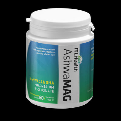 AshwaMAG magnesium bisglycinate with Sensoril Ashwagandha. 60caps