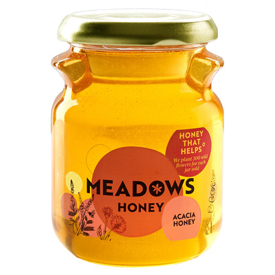 Meadows Acacia Honey 340g glass vacuum sealed jar