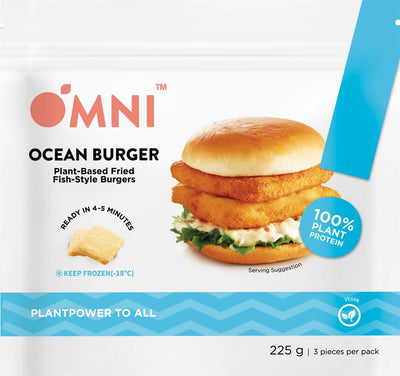 Omni Ocean Burgers: Plant-Based Fried Fish-Style Burgers 225g