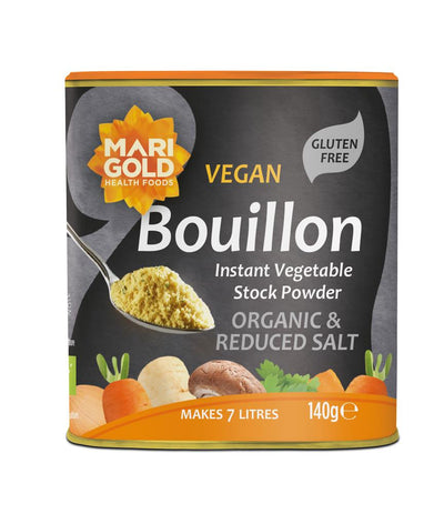 Marigold Organic Less Salt Vegan Bouillon 140g Grey