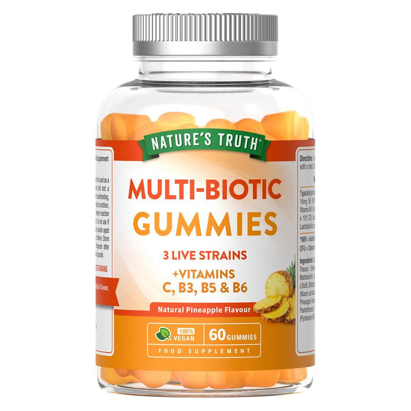 Multi-Biotic 3 Live Strains + Vits C B3 B5 & B6 60 Gummies