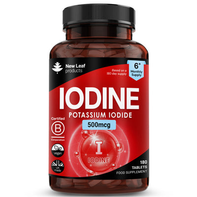 Iodine Tablets - 500ug Potassium Iodide 180 Vegan Tablet