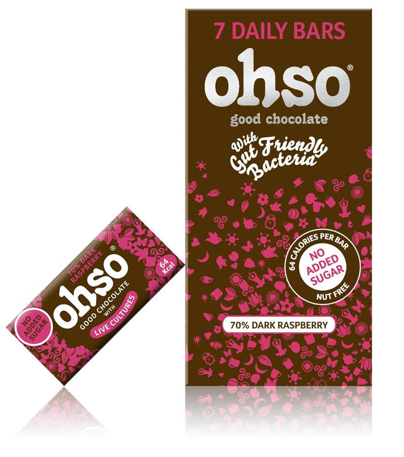 70% Raspberry No Added Sugar with live cultures 13.5g x 7 Bars