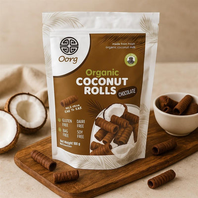 OORG Organic Coconut Rolls Chocolate 100g