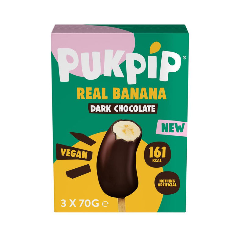 Pukpip Real Frozen Banana Dipped in Dark Chocolate 3 x 70g