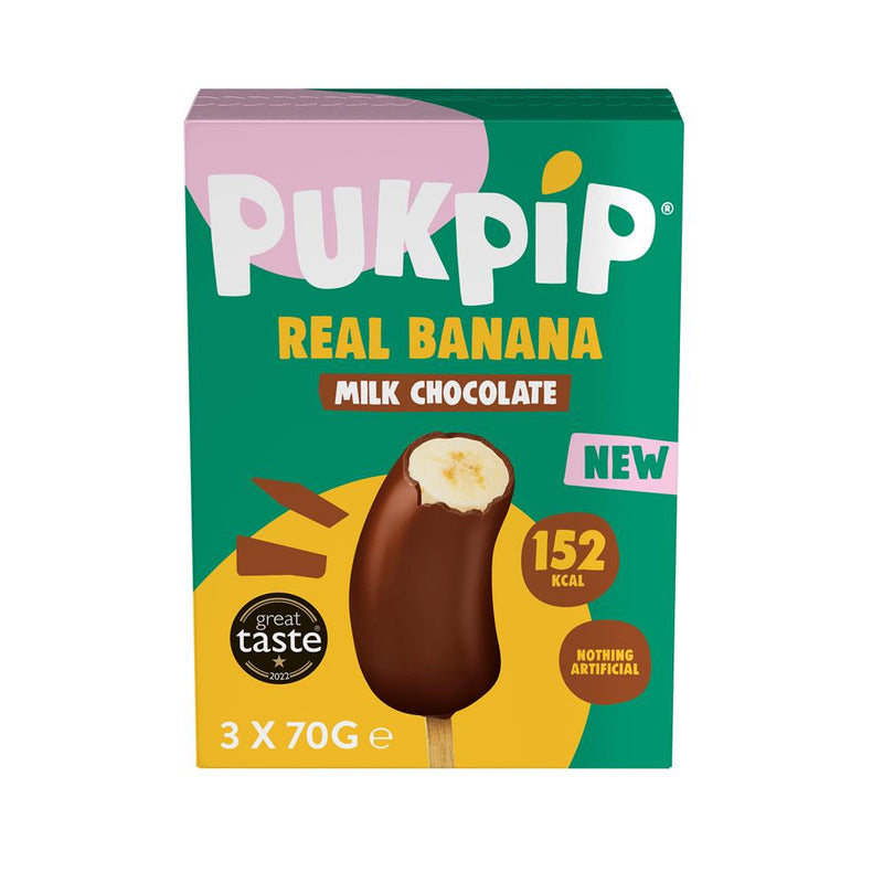 Pukpip Real Frozen Banana dipped in Milk Chocolate 3 x 70g