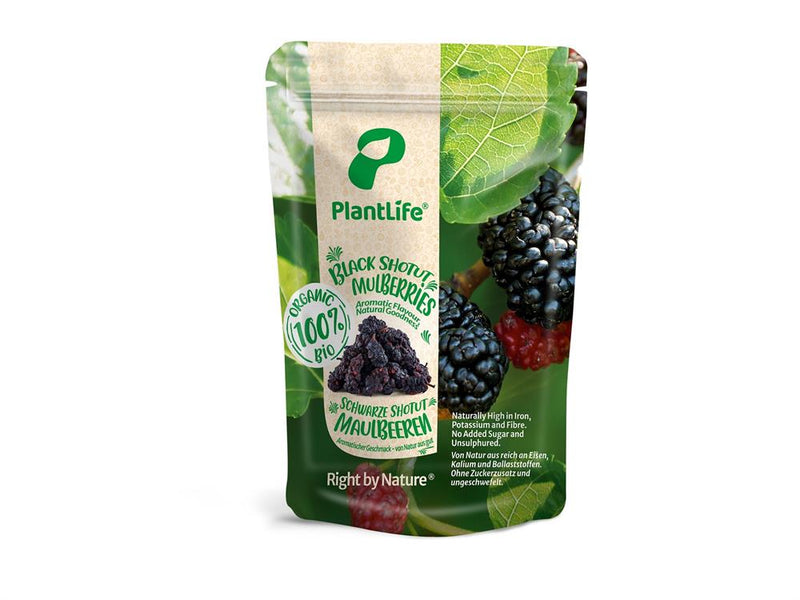 Organic Dried Black Mulberries Shotut Variety 175g