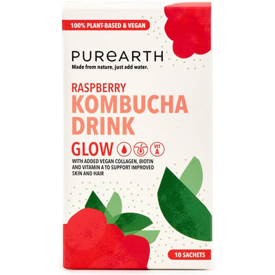 Purearth Glow Kombucha Drink Powder 10x5g sachets Low-Cal Vegan Sugar free