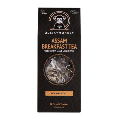 Quirky Monkey Assam Breakfast Tea Lion's Mane x 15 Pyramid Teabags