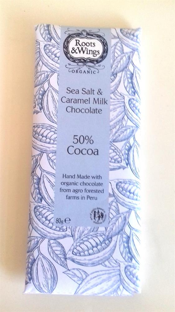 Roots & Wings Organic Sea Salt & Caramel Milk Chocolate Bar 80g